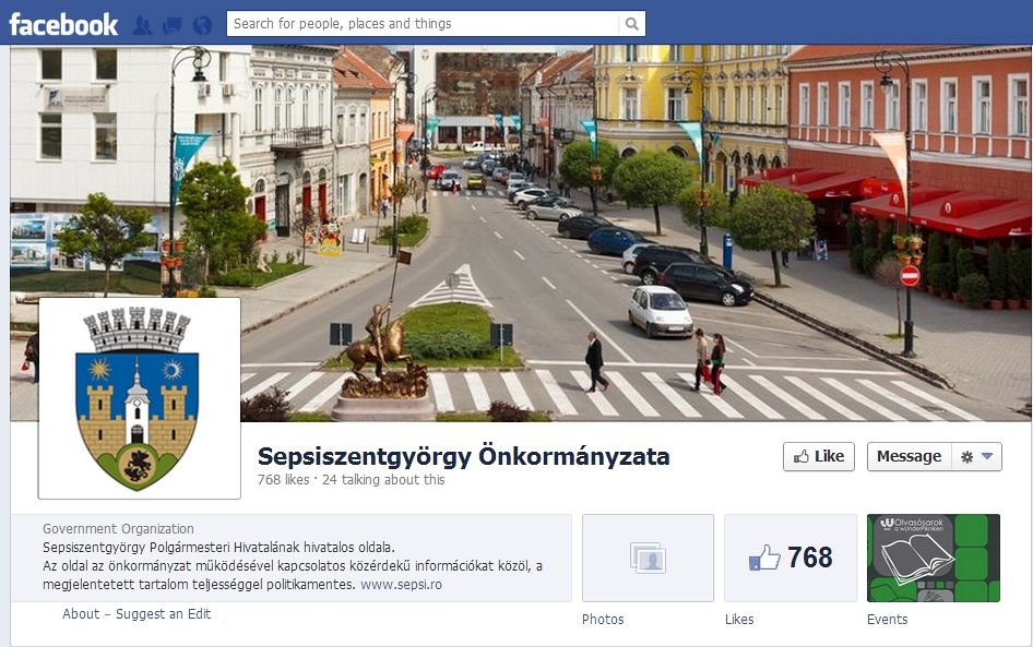 Pagina oficială de Facebook în limba maghiară